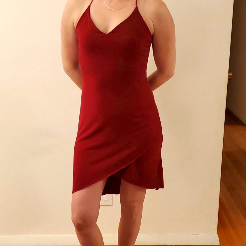 Sparkling deep red semi formal dress